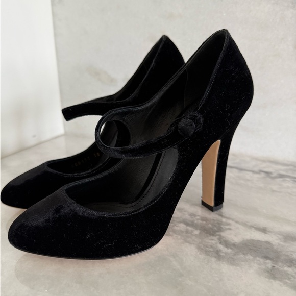 DOLCE & GABBANA Black Velvet Mary Jane Pumps Heels •38 w/ red D&G box - Picture 2 of 13